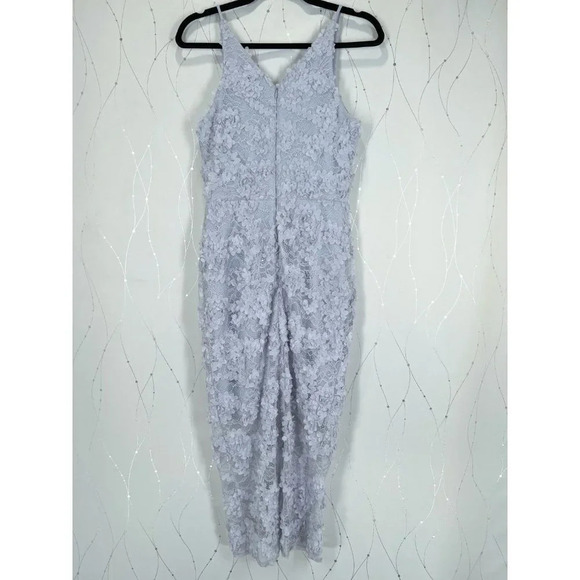 NWT Xscape Lilac Gray 3D Floral Lace Midi Dress $219 - Picture 8 of 13